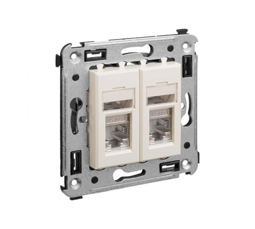Компьютерная розетка RJ-45 в стену, кат.6 двойнаяэкранированная,"Avanti", "Ванильная дымка"  4405394  DKC