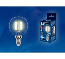 Лампа светодиодная LED-G45-6W/WW/E14/CL PLS02WH LED. "шар", прозр. 3000К Серия Sky.  UL-00000197  Uniel
