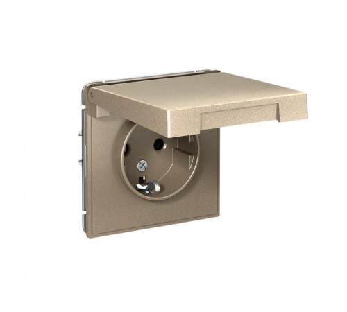 ArtGallery Шампань Розетка с заземлением, со шторками, с крышкой, 16А, IP20, механизм  GAL000546  SE