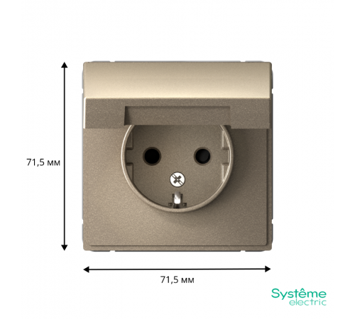 ArtGallery Шампань Розетка с заземлением, со шторками, с крышкой, 16А, IP20, механизм  GAL000546  SE
