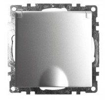 Розетка электрическая 1-местная с/з с крышкой (механизм), серия Катрин, GLS16-7112-03, серебро  39580  STEKKER