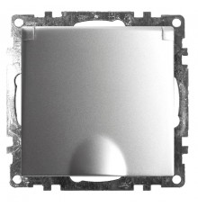 Розетка электрическая 1-местная с/з с крышкой (механизм), серия Катрин, GLS16-7112-03, серебро  39580  STEKKER