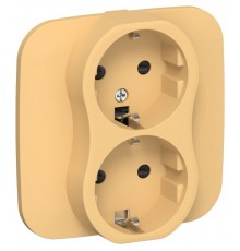 FLITE Розетка 2-ая с заземлением со шторками быстрозажимные клеммы 16А РСш12-1-А-ФлЗ золотарник  FI-R24A-16-1-K90  IEK