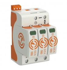 Устройства защиты от импульсных перенапряжений УЗИП для силовых сетей 3 пол. (Класс II), 280 В (V20-3+FS-280)  5095283  OBO Bettermann