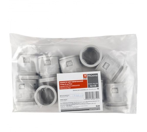 Коннектор для гофрированной трубы (32мм.) (10шт.) Plast EKFPROxima  kn-t-32  EKF