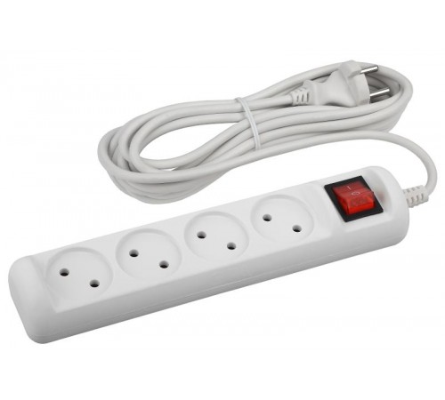 U-4s-3m-2x1 Удлин-ль без заземл, с выкл, 4гн, 3м, ПВС, 2х1мм2, 10А (20/720)  Б0044053  ЭРА