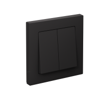 AtlasDesign Карбон Выключатель 2-клавишный сх.5, 10АХ, (в сборе с рамкой)  ATN001052  SE