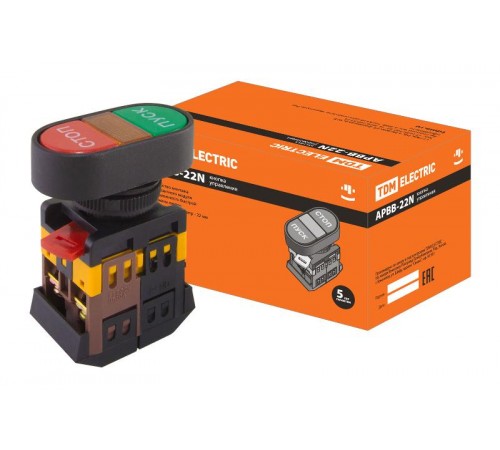 Кнопка APВВ-22N "Пуск-Стоп" d22мм неон/230В 1з+1р   SQ0704-0022  TDM