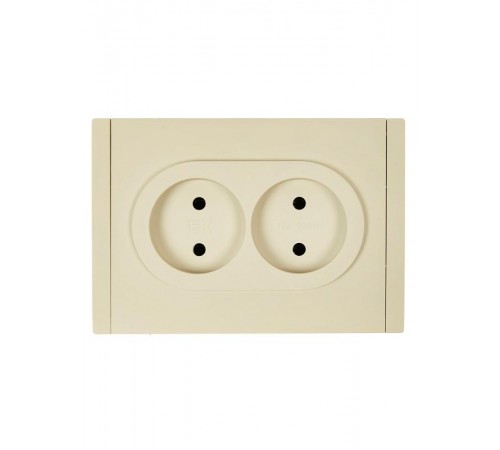 FORTE&PIANO Розетка 2-я без заземления, без шторок безвинтовое крепление 10А FP426 ваниль  FP-R20-10-1-K10  IEK