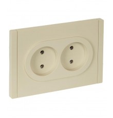 FORTE&PIANO Розетка 2-я без заземления, без шторок безвинтовое крепление 10А FP426 ваниль  FP-R20-10-1-K10  IEK