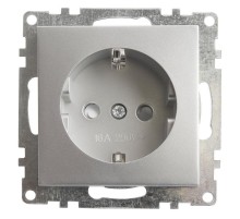 Розетка электрическая 1-местная с/з (механизм), 250В, 16А, серия Катрин, GLS16-7110-03, серебро  39582  STEKKER