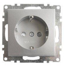 Розетка электрическая 1-местная с/з (механизм), 250В, 16А, серия Катрин, GLS16-7110-03, серебро  39582  STEKKER