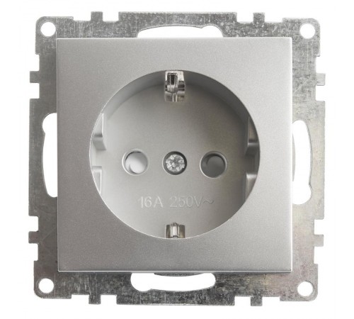 Розетка электрическая 1-местная с/з (механизм), 250В, 16А, серия Катрин, GLS16-7110-03, серебро  39582  STEKKER