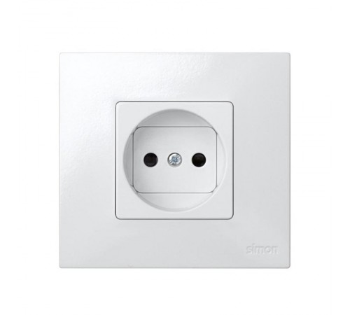 Simon 27 Розетка двухполюсная б/з, с защитными шторками, широкий модуль, S27, белый  27431-65  Simon