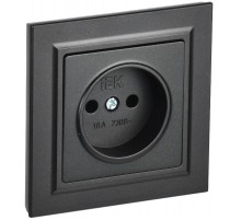 BRITE Розетка без заземления без шторок10А в сборе РСР10-1-0-БрЧ черный  BR-R10-10-K02-F  IEK