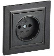 BRITE Розетка без заземления без шторок10А в сборе РСР10-1-0-БрЧ черный  BR-R10-10-K02-F  IEK