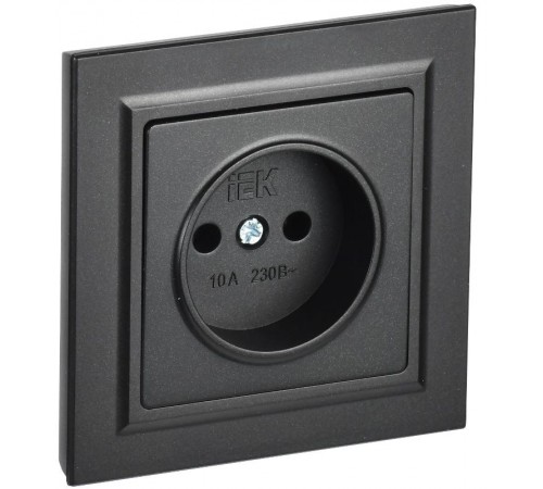 BRITE Розетка без заземления без шторок10А в сборе РСР10-1-0-БрЧ черный  BR-R10-10-K02-F  IEK