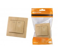 Выключатель 2 кл. с подсветкой 10А "ЭКО" (сосна) "Таймыр"  SQ1814-0205  TDM