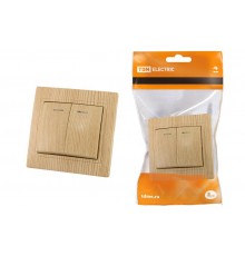 Выключатель 2 кл. с подсветкой 10А "ЭКО" (сосна) "Таймыр"  SQ1814-0205  TDM