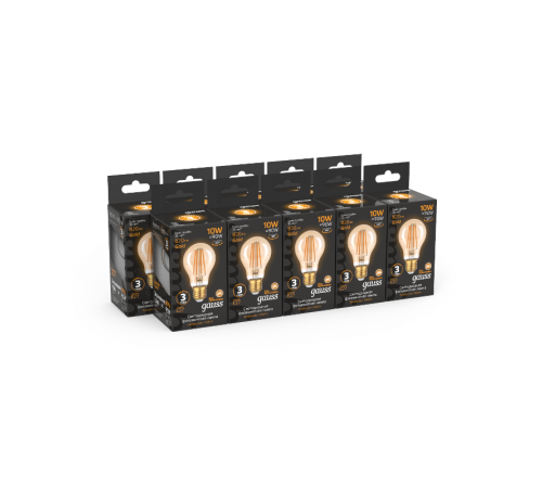 Лампа светодиодная  Filament А60 10W 820lm 2400К Е27 golden LED  102802010  Gauss