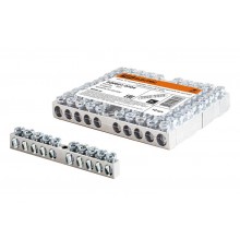 Шина "N" нулевая 6х9мм 10/1 (10 групп/крепеж по центру) никелированная  SQ0801-0304  TDM