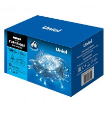 Гирлянда светодиодная  с эффектом мерцания  ULD-S1000-120/TWK WHITE IP67   10м. соед. 120 диодов. белый свет. шнур белый  UL-00001351  Uniel