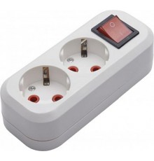 PST16-211-20 Колодка для удлинителя 2-местная с/з с выключателем, 250В, 16A, белый  39013  STEKKER