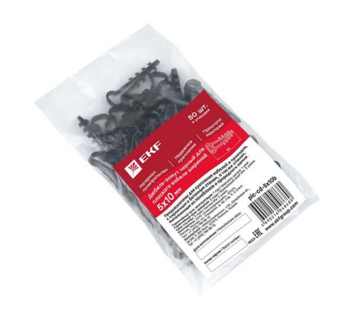 Дюбель-хомут (5х10) полипропилен черный (50шт.) EKF PROxima  plc-cd-5x10b  EKF