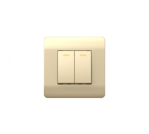 Выключатель 2-клавишный 10А, шампань(NEW3-E)  431388  CHINT