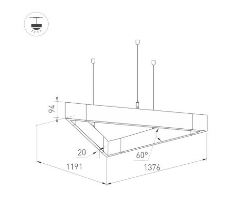 Светильник ALT-LINEAIR-TRIANGLE-FLAT-UPDOWN-DIM-1375-130W Day4000 (BK, 100 deg, 230V) (arlight, IP20 Металл, 3 года)  032995  Arlight