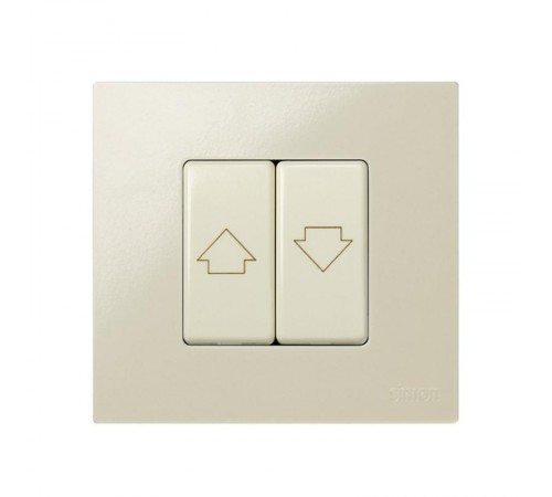 Двухклавишный кнопочный выключатель для жалюзи c блокировкой 10A 250В цвета слоновая кость S27  27332-32  Simon