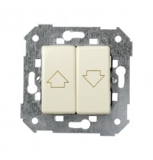Simon 27 Выключатель 2-кл кнопочный для управления жалюзи (без блокировки), 10А 250В, S27, слоновая  27396-62  Simon