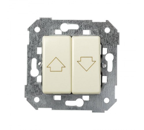 Simon 27 Выключатель 2-кл кнопочный для управления жалюзи (без блокировки), 10А 250В, S27, слоновая  27396-62  Simon
