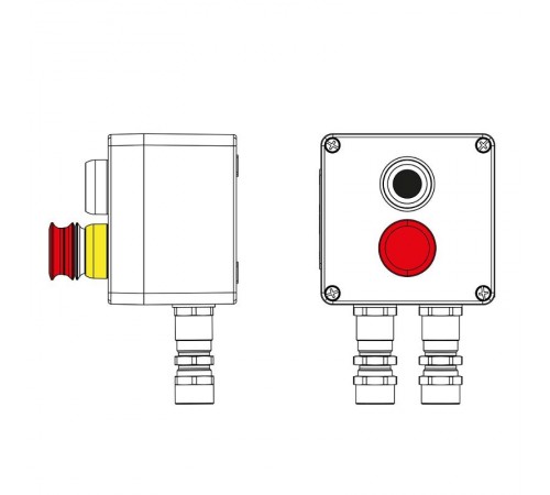 Взрывозащищенный пост управления из полиэстера CPE-P-03-(1xP1B(11)-1xP3E(11))-2xKA2MHK(C)1Ex d e IIC Т5 Gb / Ex tb IIIC T95°C DbIP66/КЗ  2231.031.22.