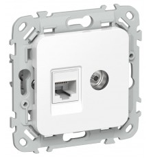 FLITE Розетка 2-ая RJ45/TV кат.6 UTP РКТВ6-2-0-ФлБ белый  FI-AK22-2-K01  IEK