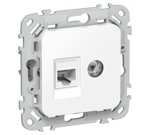 FLITE Розетка 2-ая RJ45/TV кат.5Е UTP РКТВ5е-2-0-ФлБ белый  FI-AK22-1-K01  IEK