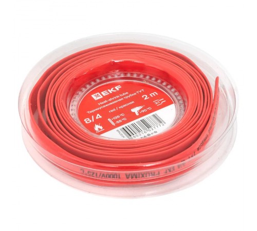 Термоусаживаемая трубка ТУТ нг 8/4 красная ролик 2 м tut-8-r-bEKF