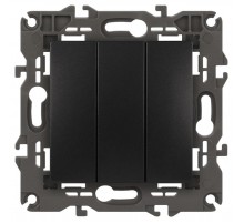 14-1107-05 Выключатель 3-клавишный, 10АХ-250В, IP20, Эра Elegance, антрацит  Б0034254  ЭРА