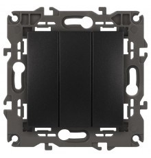 14-1107-05 Выключатель 3-клавишный, 10АХ-250В, IP20, Эра Elegance, антрацит  Б0034254  ЭРА