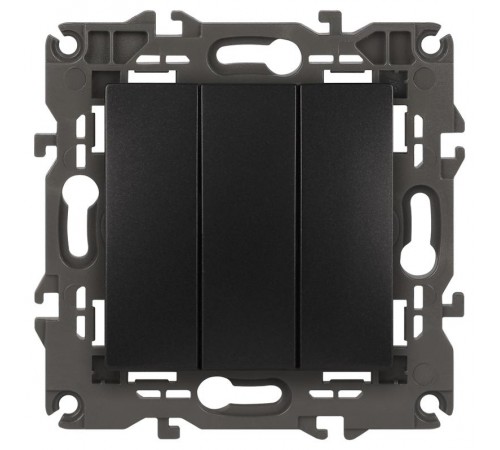 14-1107-05 Выключатель 3-клавишный, 10АХ-250В, IP20, Эра Elegance, антрацит  Б0034254  ЭРА