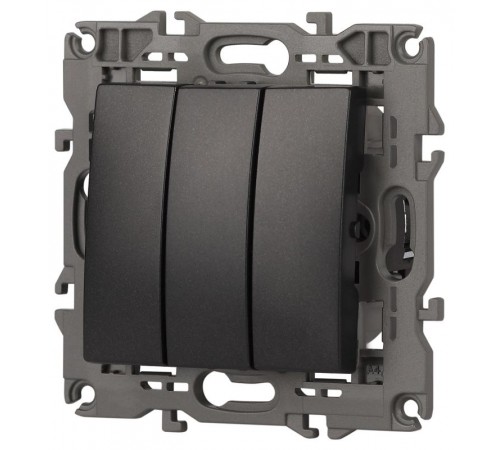 14-1107-05 Выключатель 3-клавишный, 10АХ-250В, IP20, Эра Elegance, антрацит  Б0034254  ЭРА