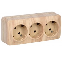 РС23-3-ХС Розет. 3-ая с з/к о/у 16А GLORY сосна  ERH31-K34-16  IEK