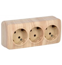 РС23-3-ХС Розет. 3-ая с з/к о/у 16А GLORY сосна  ERH31-K34-16  IEK