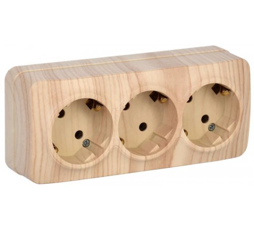 РС23-3-ХС Розет. 3-ая с з/к о/у 16А GLORY сосна  ERH31-K34-16  IEK