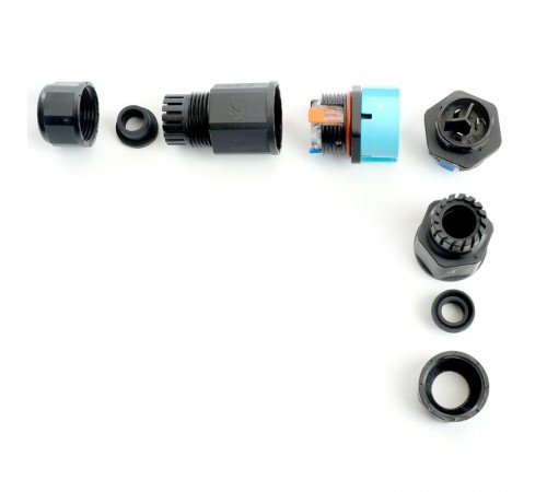 Соединитель-коннектор разъемный с замком 3-контактный, с пружинным контактом IP68, черный, LD540  49193  STEKKER