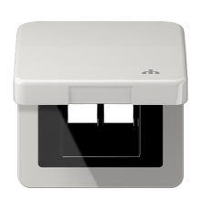 Накладка и крышка для двойных UAE розеток с символом "сеть"; термопласт светло-серый  CD590KLLANLG  Jung