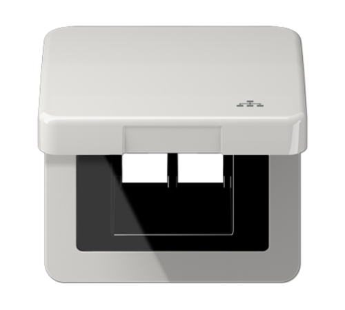 Накладка и крышка для двойных UAE розеток с символом "сеть"; термопласт светло-серый  CD590KLLANLG  Jung