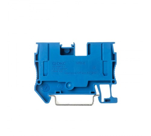 Клемма проходная, зажим push-in, 2 точки подключения, 6 кв.мм, синяя  VPR-6-BU  DKC