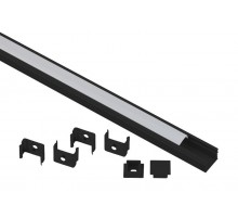Комплект с накладным анодированным профилем  1612B 16х12мм, 2м, черный САВ261   Б0062758  ЭРА