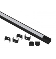 Комплект с накладным анодированным профилем  1612B 16х12мм, 2м, черный САВ261   Б0062758  ЭРА